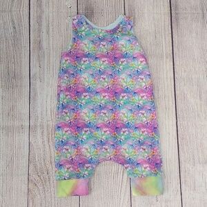 Custom Made ADJUSTABLE Grow-With-Me Infant Toddler Romper 6m-4+y Flamingos